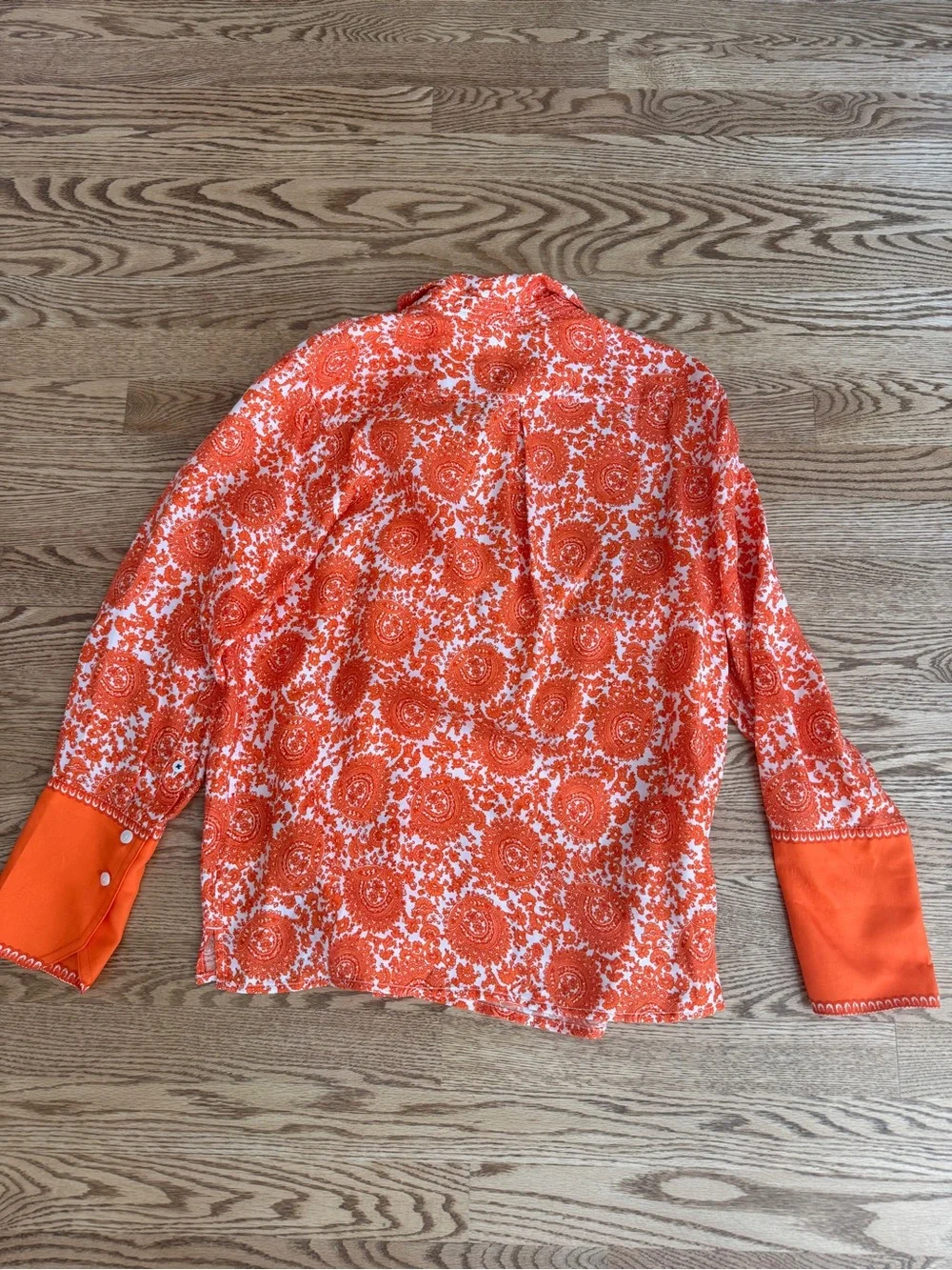 J. Crew Orange Floral Medallion Button Front Blouse